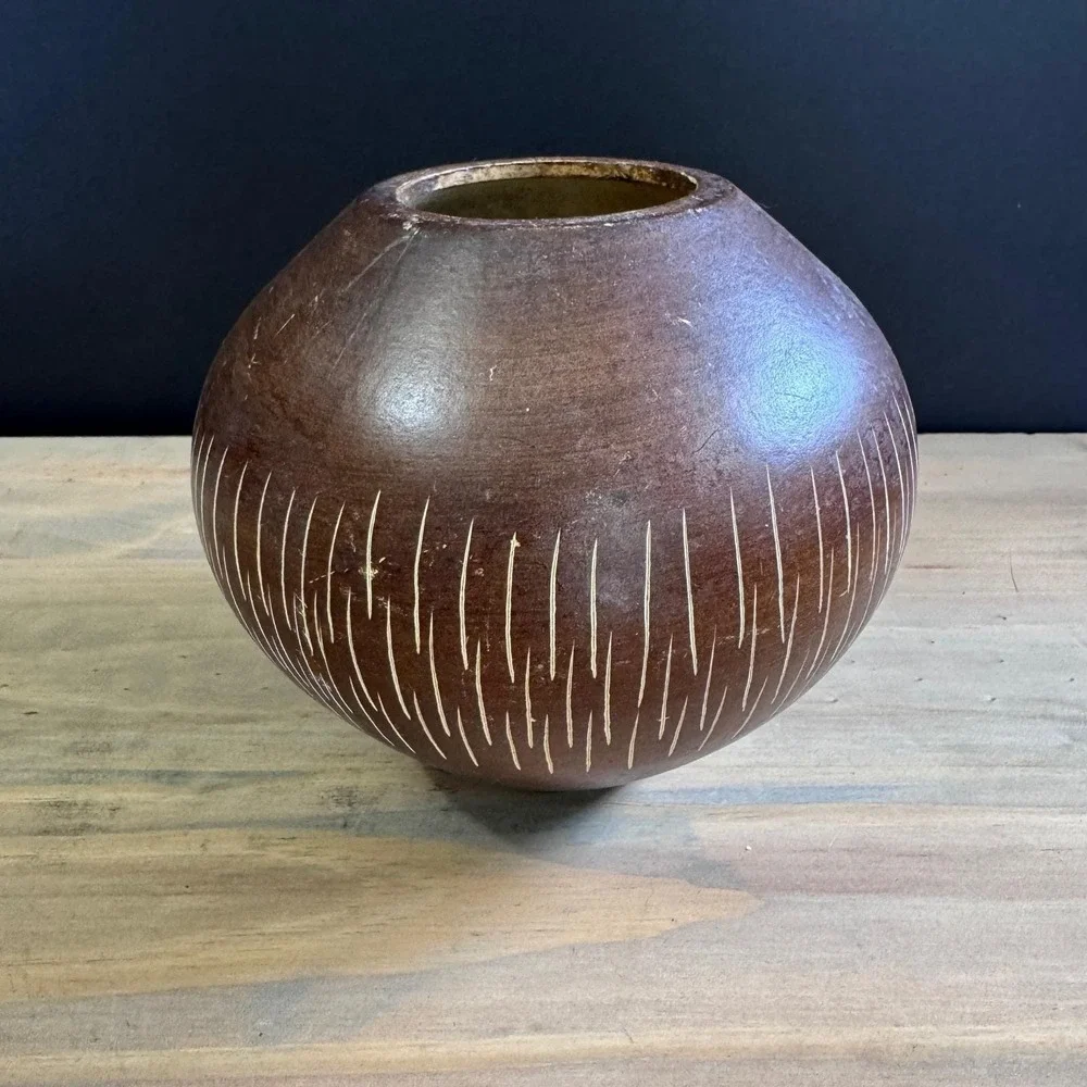 SMALL Hand-Carved Decorative Gourd Vase - 5